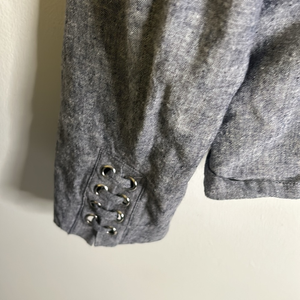 New York & Company blazer gray blue size 12 sewn pockets silver buttons … - Picture 11 of 12